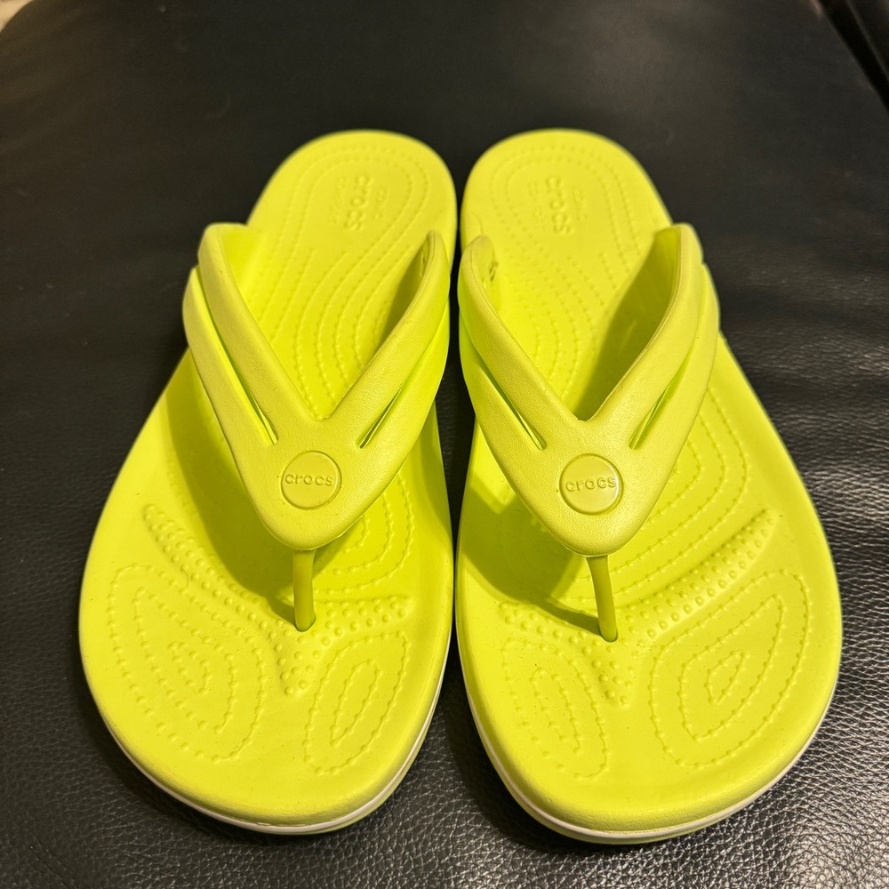 Crocs Crocband Flip Flops Lime Zest Tennis Ball Yellow